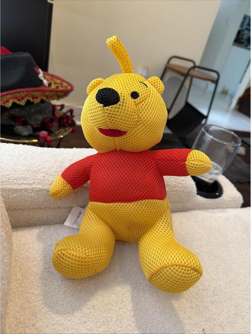 Winnie The Pooh Plush Mesh Bath Toy Yellow Red Disney Stuffed Animal